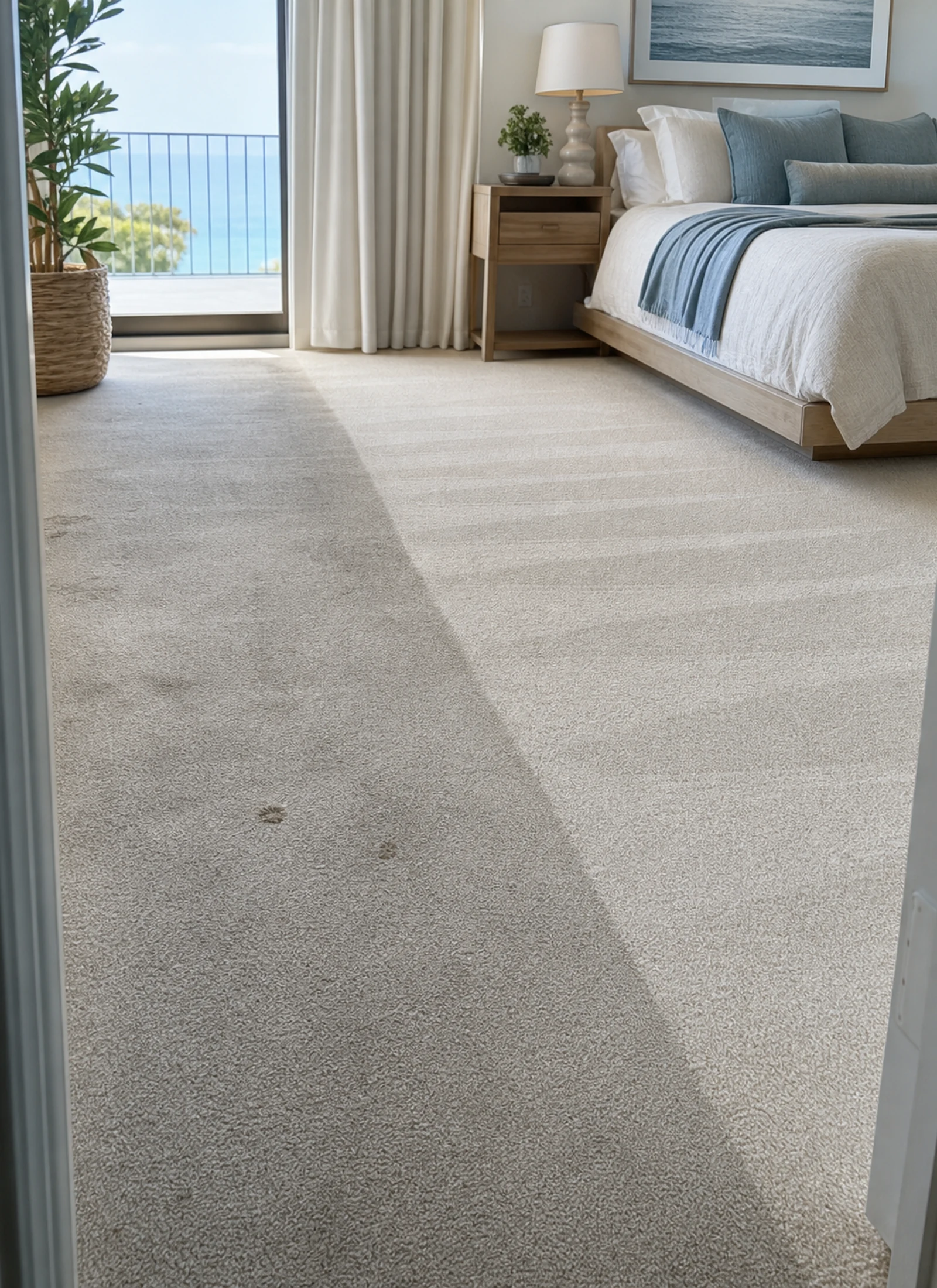 Carpet cleaning before and after comparison