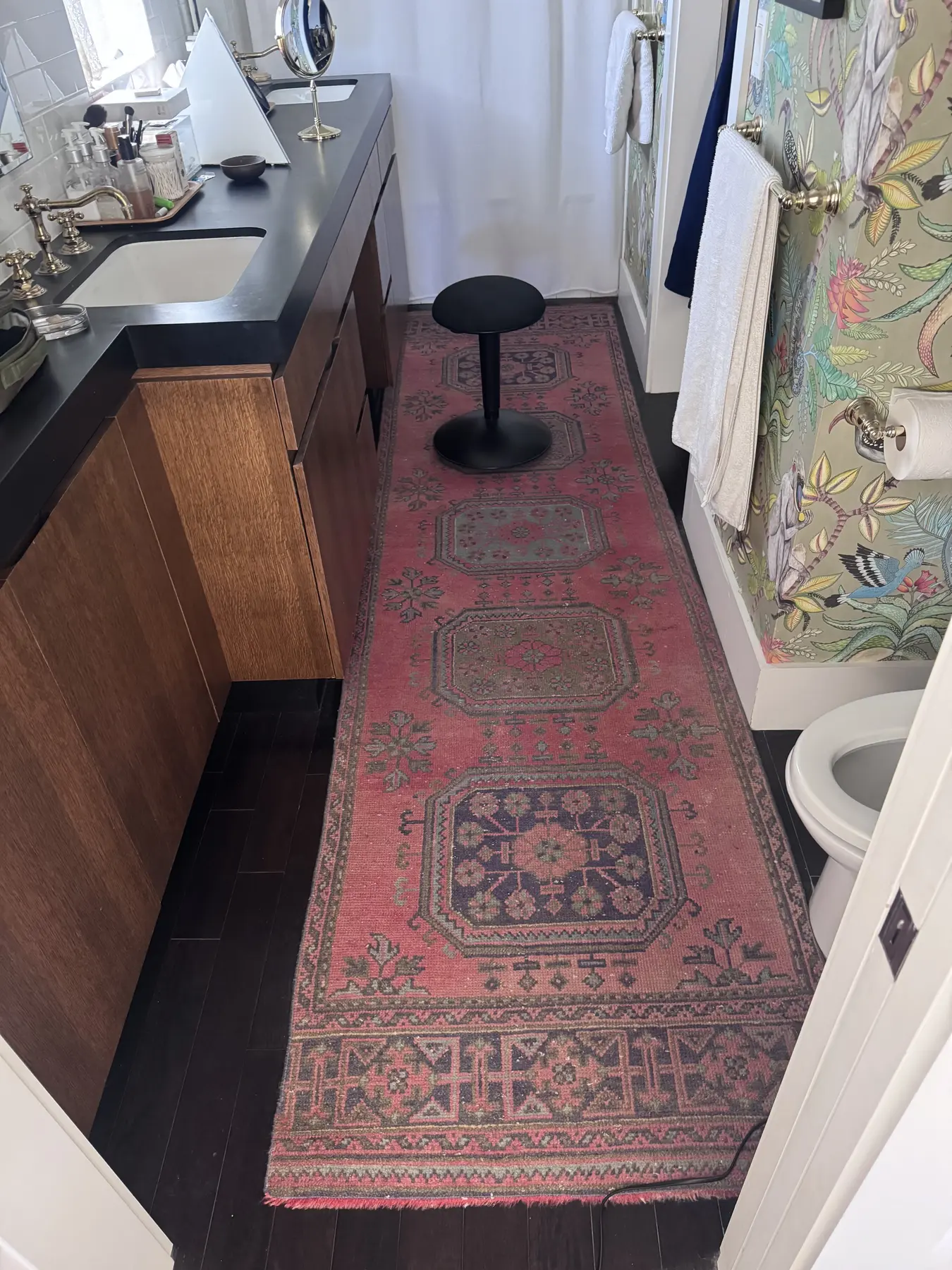 Vintage patterned runner prepared for professional rug care